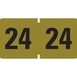 Labels|Smead ETYJ 24 Color-Coded Year Label, 0.75" x 1.5", Gold, 500 Labels/Roll (68324)