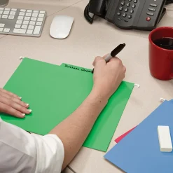 Hanging File Folders|Smead FasTab 10% Recycled Hanging File Folder, 3-Tab, Letter Size, Assorted Colors, 18/Box (64031)