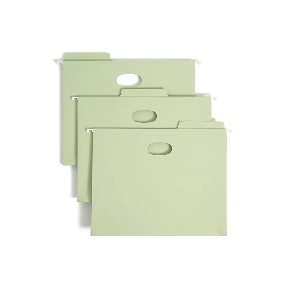 Hanging File Folders|Smead FasTab Hanging File Folders, 1/3-Cut Tab, 3-1/2" Expansion, Letter Size, Moss, 9/Box (64222)