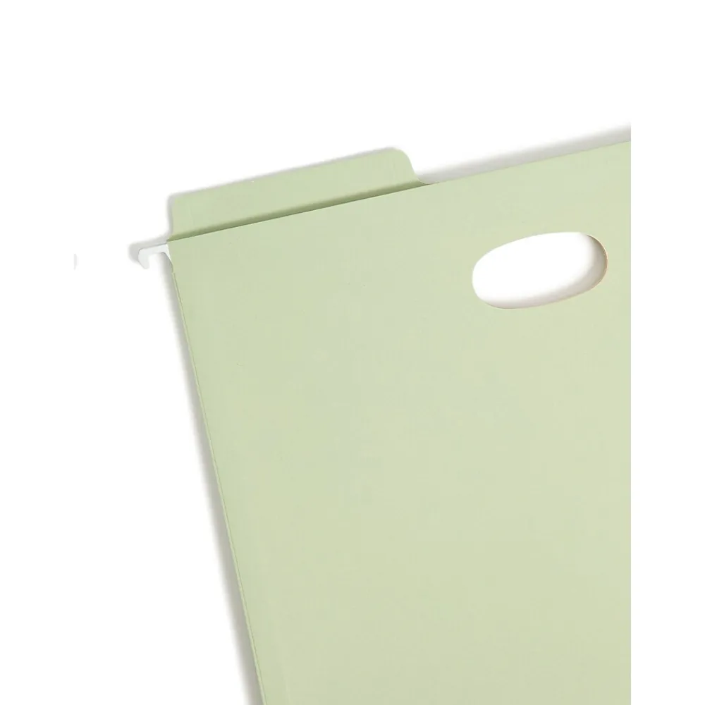 Hanging File Folders|Smead FasTab Hanging File Folders, 1/3-Cut Tab, 3-1/2" Expansion, Letter Size, Moss, 9/Box (64222)