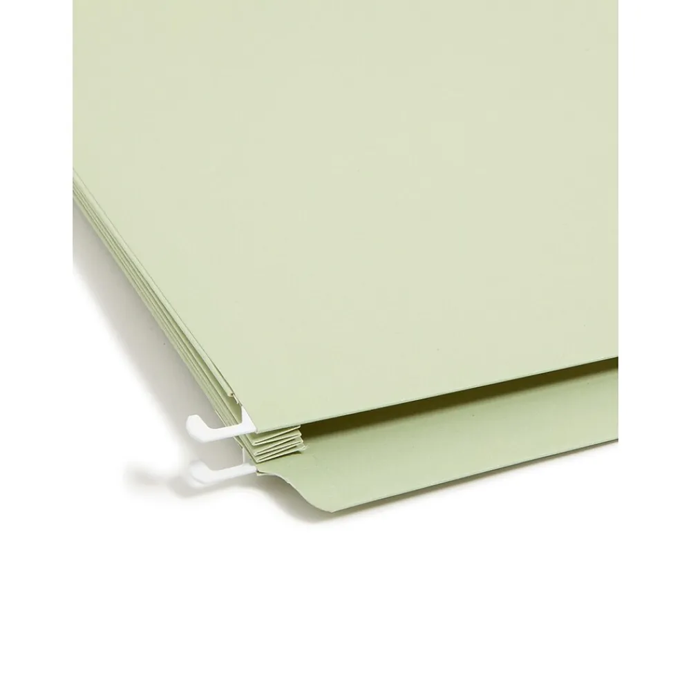 Hanging File Folders|Smead FasTab Hanging File Folders, 1/3-Cut Tab, 3-1/2" Expansion, Letter Size, Moss, 9/Box (64222)