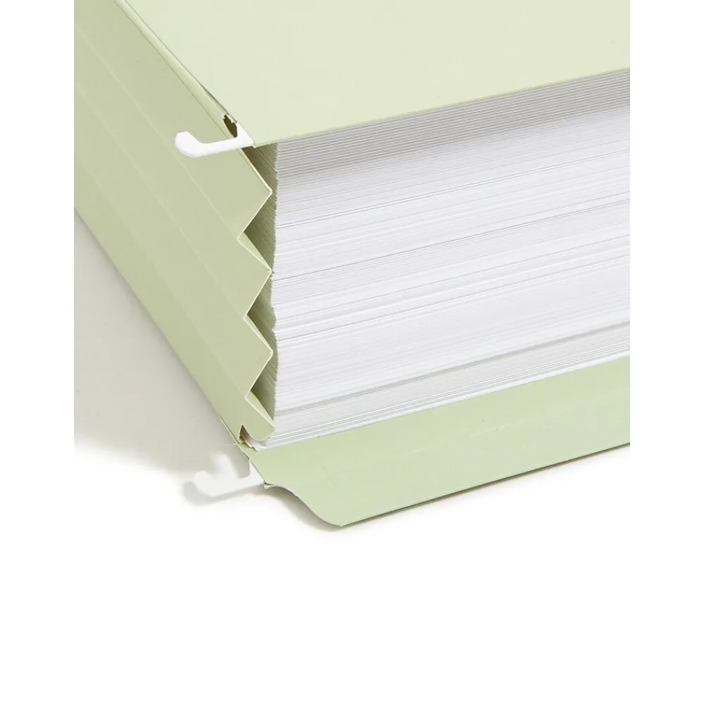 Hanging File Folders|Smead FasTab Hanging File Folders, 1/3-Cut Tab, 3-1/2" Expansion, Letter Size, Moss, 9/Box (64222)