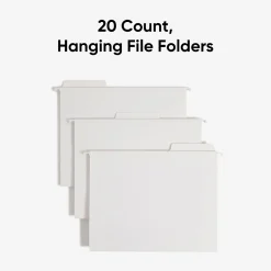 Hanging File Folders|Smead FasTab Recycled Hanging File Folder, 1-Tab, Letter Size, White, 20/Box (64002)