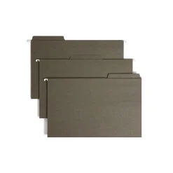 Hanging File Folders|Smead FasTab Recycled Hanging File Folder, 3-Tab Tab, Legal Size, Standard Green, 20/Box (64137)