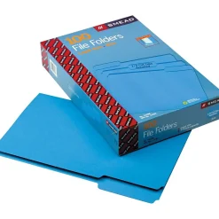 File Folders|Smead File Folder, 1/3 Cut, Legal Size, Blue, 100/BX (17043)