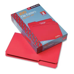 File Folders|Smead File Folder, 1/3 Cut, Legal Size, Red, 100/Box (17743)