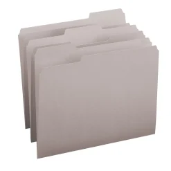 File Folders|Smead File Folder, 3 Tab, Letter Size, Light Gray, 100/Bx (12343)