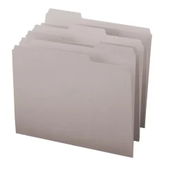 File Folders|Smead File Folder, 3 Tab, Letter Size, Light Gray, 100/Bx (12343)