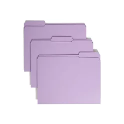 File Folders|Smead File Folder, 3 Tab, Letter Size, Lavender, 100/Box (12434)
