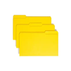 File Folders|Smead File Folder, 3 Tab, Legal Size, , 100/Box (17943) Yellow