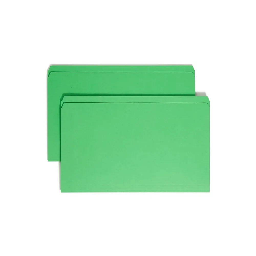 File Folders|Smead File Folder, Reinforced Straight-Cut Tab, Legal Size, , 100/Box (17110) Green