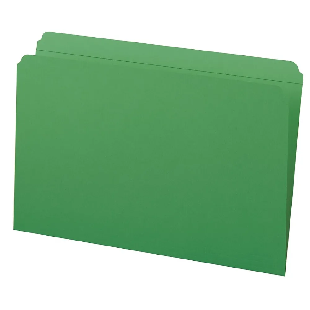 File Folders|Smead File Folder, Reinforced Straight-Cut Tab, Legal Size, , 100/Box (17110) Green