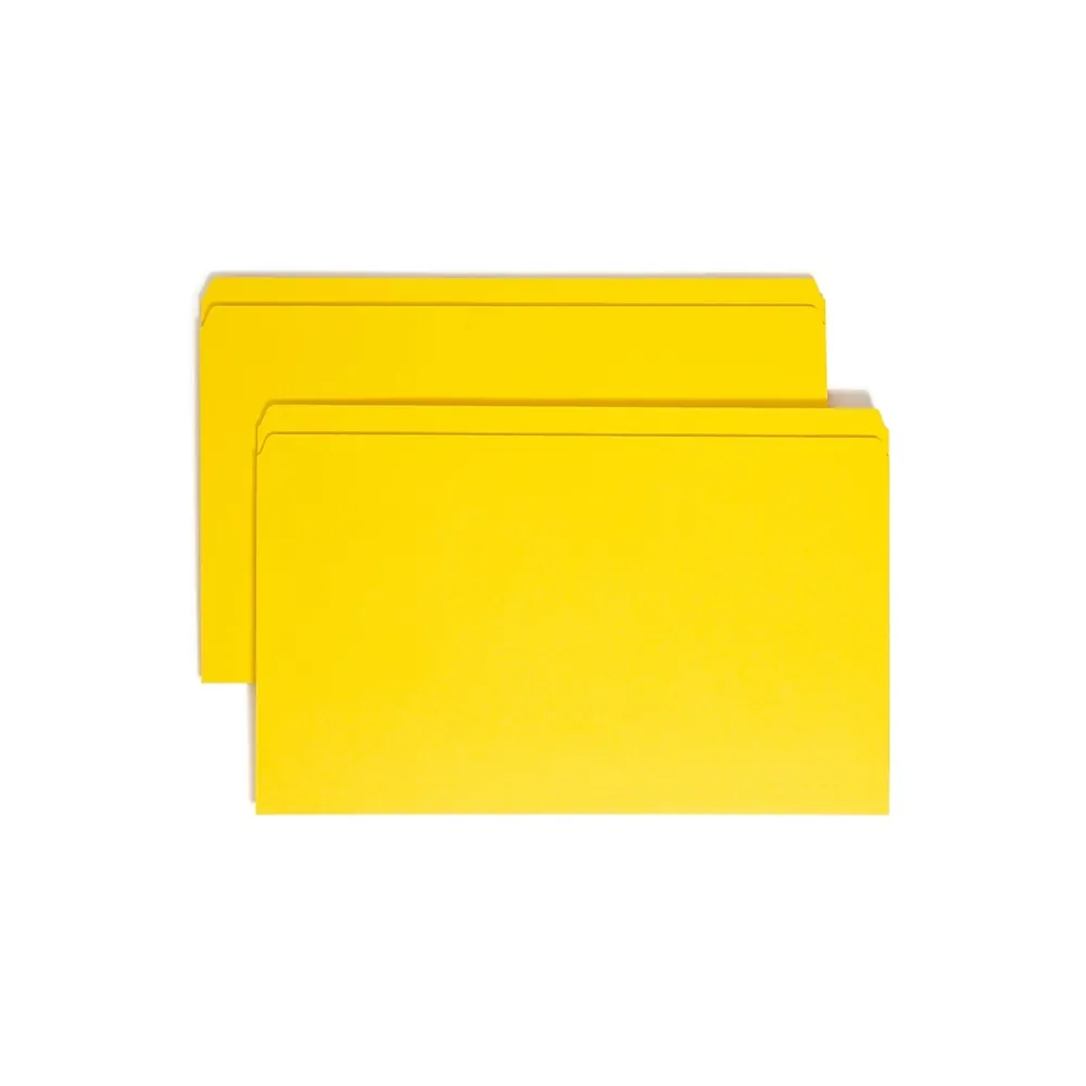 File Folders|Smead File Folder, Reinforced Straight-Cut Tab, Legal Size, Yellow, 100 per Box (17910)