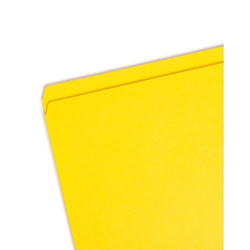File Folders|Smead File Folder, Reinforced Straight-Cut Tab, Legal Size, Yellow, 100 per Box (17910)