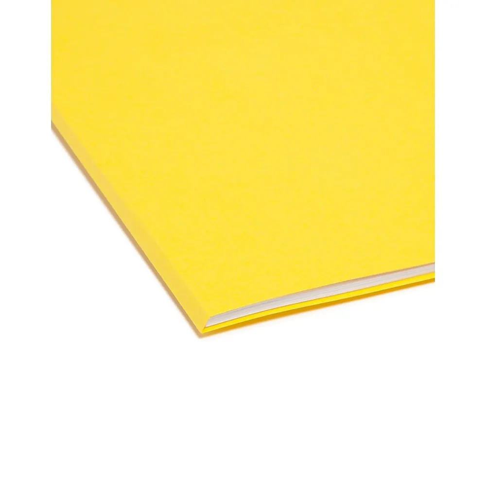File Folders|Smead File Folder, Reinforced Straight-Cut Tab, Legal Size, Yellow, 100 per Box (17910)