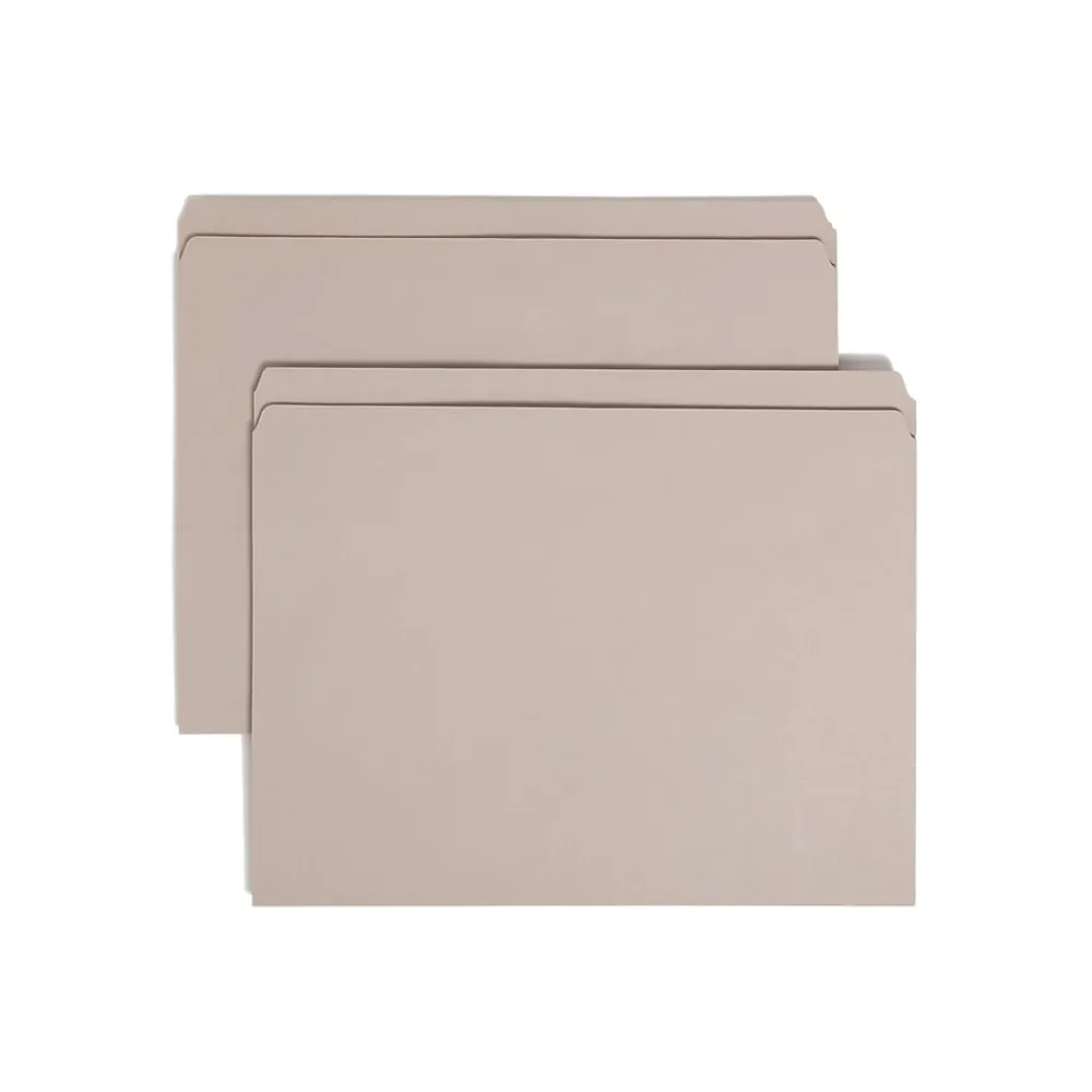 File Folders|Smead File Folder, Reinforced Straight-Cut Tab, Letter Size, , 100/Box (12310) Gray