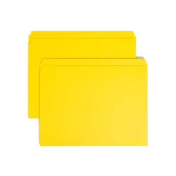 File Folders|Smead File Folder, Reinforced Straight-Cut Tab, Letter Size, Yellow, 100 per Box (12910)