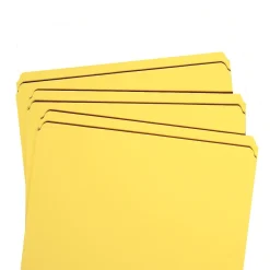 File Folders|Smead File Folder, Reinforced Straight-Cut Tab, Letter Size, Yellow, 100 per Box (12910)