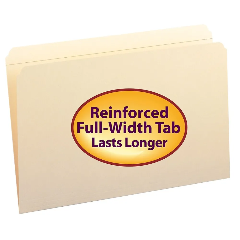 File Folders|Smead File Folder, Reinforced Straight -Cut Tab, Legal Size, Manila, 100 Per Box (15310)