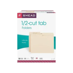 File Folders|Smead File Folders, 1/2-Cut Tab, Letter Size, Manila, 100/Bx (10320)