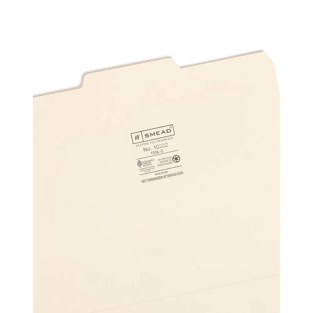 File Folders|Smead File Folders, 1/3-Cut Tab, Letter Size, Manila, 100/Box (10332)