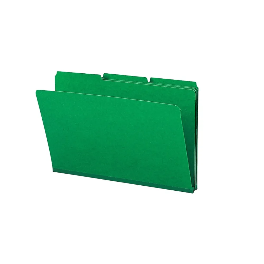 File Folders|Smead Heavy Duty File Folders, 3 Tab, Legal-Size, Green, 25/Box (22546)