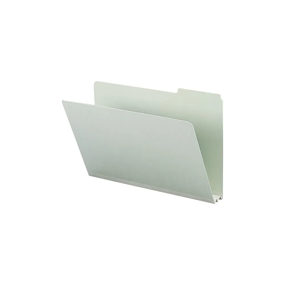 File Folders|Smead Heavy Duty Pressboard File Folder, 1/3-Cut Tab, 2" Expansion, Legal Size, Gray/Green, 25/Box (18234)
