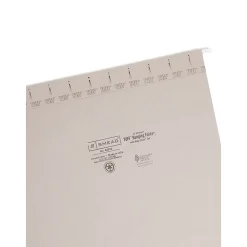 Hanging File Folders|Smead Heavy Duty TUFF Hanging File Folders with Easy Slide Tab, 1/3 Cut, Letter Size, , 18/Box (64092) Steel Gray