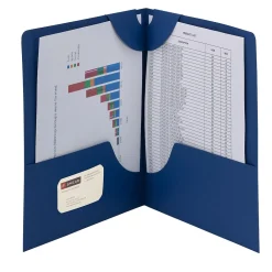 Pocket Folders|Smead Lockit 2-Pocket Presentation Folders, Dark Blue, 25/Box (87982)