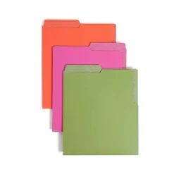 File Folders|Smead Organized Up Heavyweight Dual Tab Vertical Colored File Folders, Letter Size, Bright Tones, 6/Pack (75406)