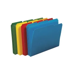 File Folders|Smead Poly File Folder, 1/3-Cut- Tab Letter Size, Assorted Colors, 24/Box (10500)