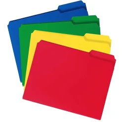 File Folders|Smead Poly File Folder, 1/3-Cut- Tab Letter Size, Assorted Colors, 24/Box (10500)