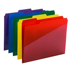 File Folders|Smead Poly File Folder with Slash Pocket, 1/3-Cut Tab, Letter Size, Assorted Colors, 30/Box (10540)