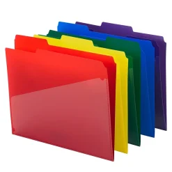 File Folders|Smead Poly File Folder with Slash Pocket, 1/3-Cut Tab, Letter Size, Assorted Colors, 30/Box (10540)