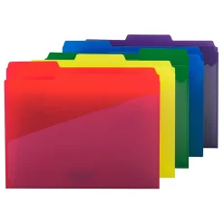 File Folders|Smead Poly File Folder with Slash Pocket, 1/3-Cut Tab, Letter Size, Assorted Colors, 30/Box (10540)