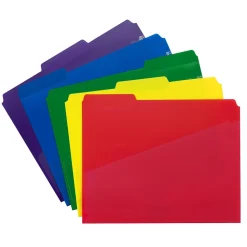 File Folders|Smead Poly File Folder with Slash Pocket, 1/3-Cut Tab, Letter Size, Assorted Colors, 30/Box (10540)