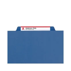 File Folders|Smead Pressboard File Folder, 1/3-Cut Tab, 1" Expansion, Letter Size, Dark Blue, 25/Box (21541)