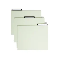 File Folders|Smead Pressboard File Folder, 1/3-Cut Tab Flat Metal, 1" Expansion, Letter Size, Gray/Green, 25 per Box (13430)
