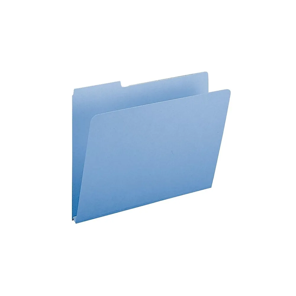 File Folders|Smead Pressboard File Folders, 1/3-Cut Tab, 1" Expansion, Letter-Size, Blue, 25/Box (21530)