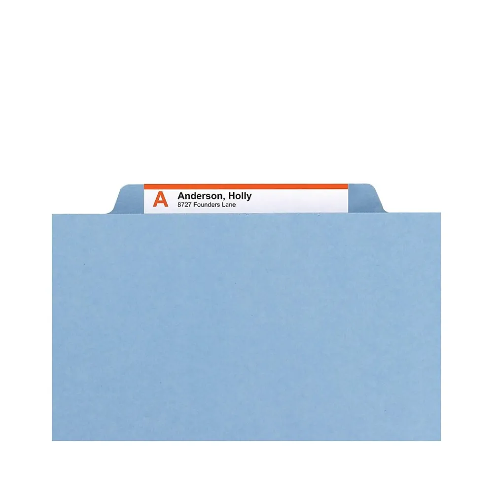File Folders|Smead Pressboard File Folders, 1/3-Cut Tab, 1" Expansion, Letter-Size, Blue, 25/Box (21530)