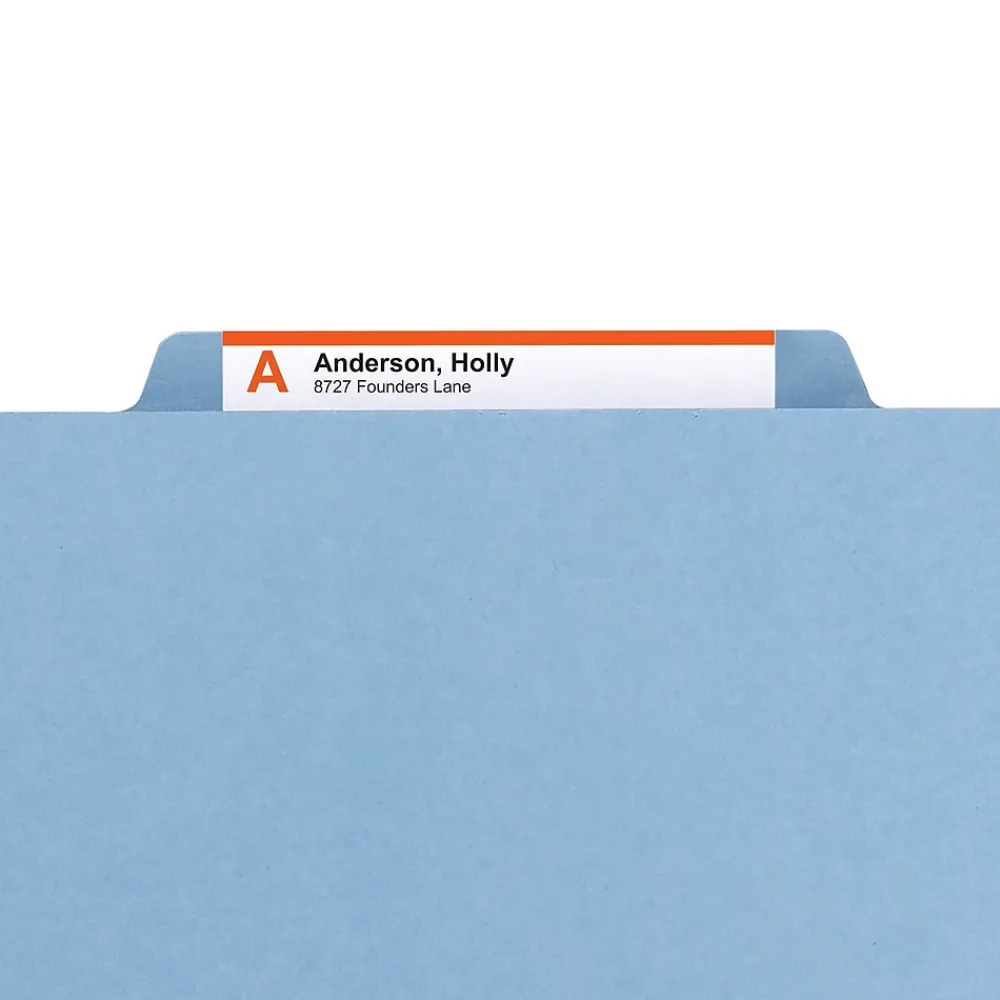 File Folders|Smead Pressboard File Folders, 1/3-Cut Tab, 1" Expansion, Letter-Size, Blue, 25/Box (21530)
