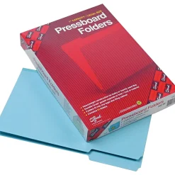 File Folders|Smead Pressboard File Folder, 1/3-Cut Tab, 1" Expansion, Legal Size, Blue, 25 per Box (22530)