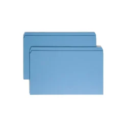File Folders|Smead Reinforced File Folder, Straight Cut, Legal Size, Blue, 100/Box (17010)