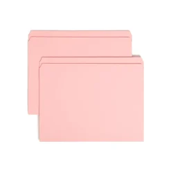 File Folders|Smead Reinforced File Folder, Straight Cut, Letter Size, Pink, 100/Box (12610)