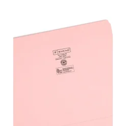 File Folders|Smead Reinforced File Folder, Straight Cut, Letter Size, Pink, 100/Box (12610)