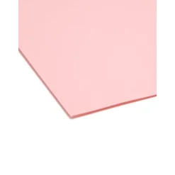 File Folders|Smead Reinforced File Folder, Straight Cut, Letter Size, Pink, 100/Box (12610)