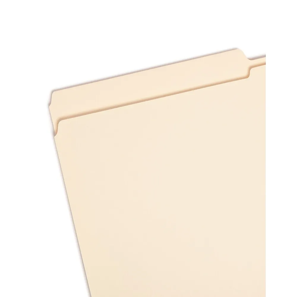 File Folders|Smead Reinforced File Folder, 2 Tab, Legal Size, Manila, 100/Box (15326)