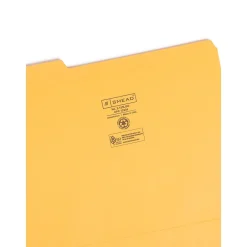 File Folders|Smead Reinforced File Folder, 3 Tab, Letter Size, , 100/Box (12234) Goldenrod