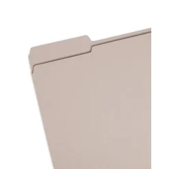 File Folders|Smead Reinforced File Folder, 3 Tab, Letter Size, Gray, 100/Box (12334)