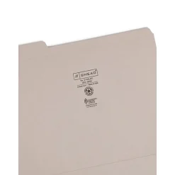 File Folders|Smead Reinforced File Folder, 3 Tab, Letter Size, Gray, 100/Box (12334)